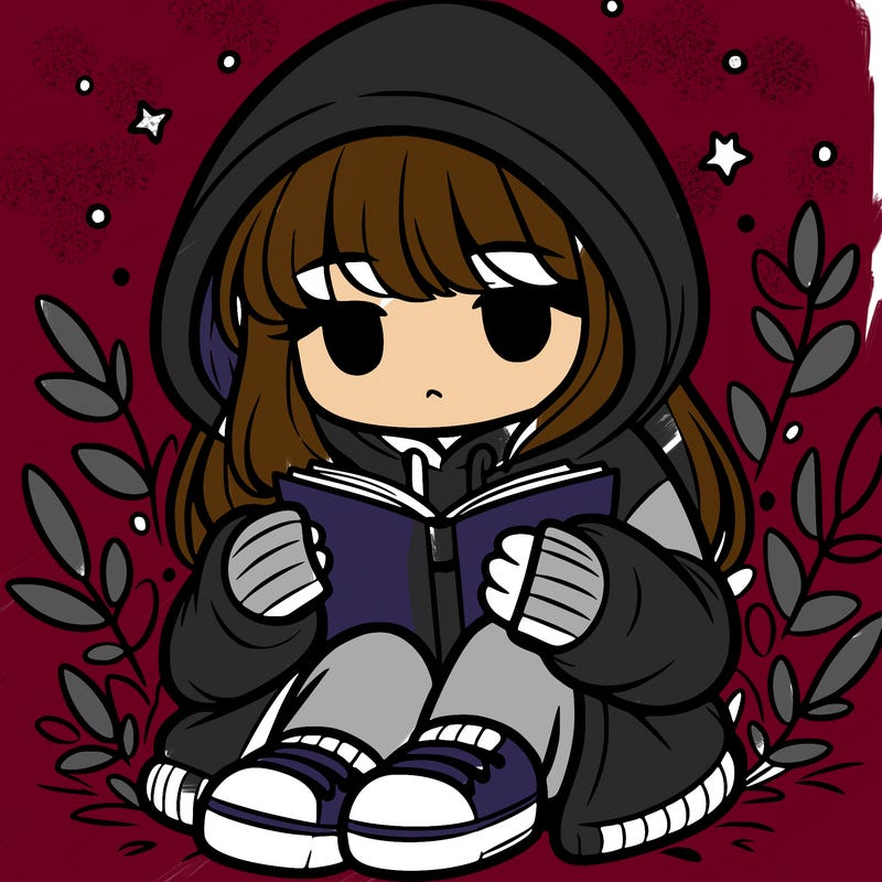 girl in oversized hoodie reading a book