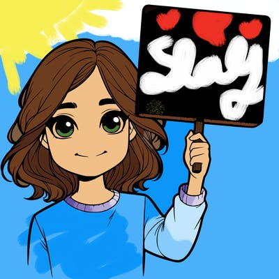 realistic girl holding up a sign