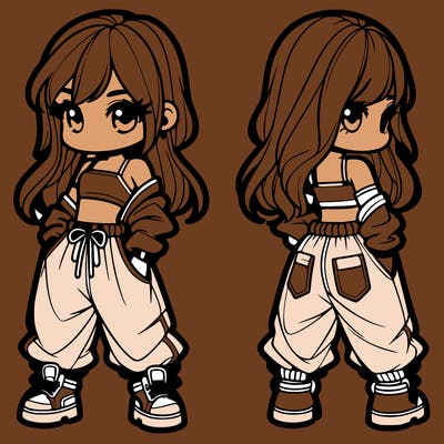 girl in crop top and baggy pants