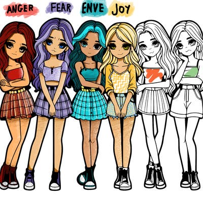 a group of girls realistic