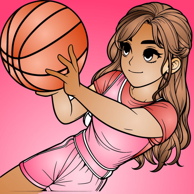 realistic girl playing basketball