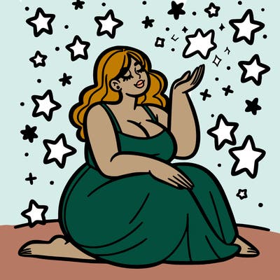 plus size woman looking at stars