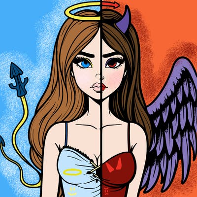 devil vs angel realistic girl