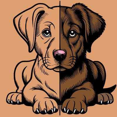 realistic dog split picture