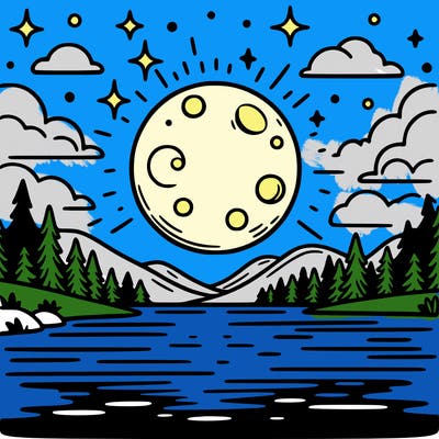 moonlight shining on a lake