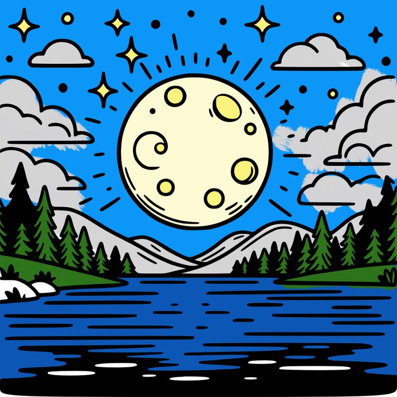moonlight shining on a lake