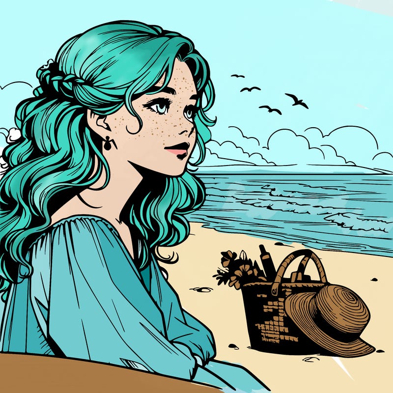 realistic girl at the beach