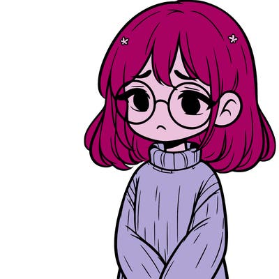 sad girl with glasses in a sweater