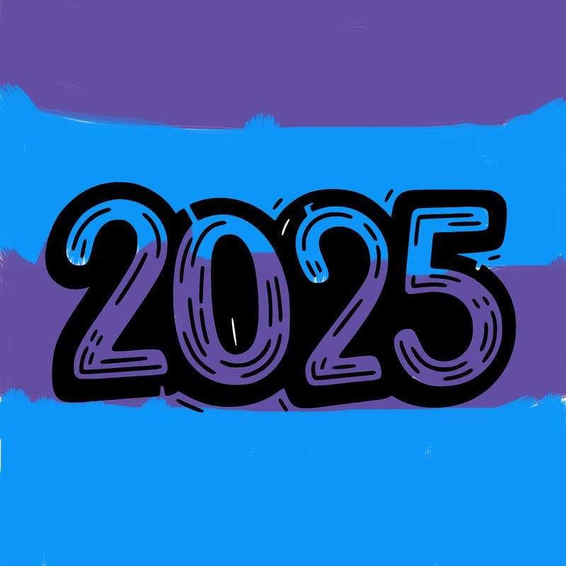 one line scrawled numbers sketch design “2025”