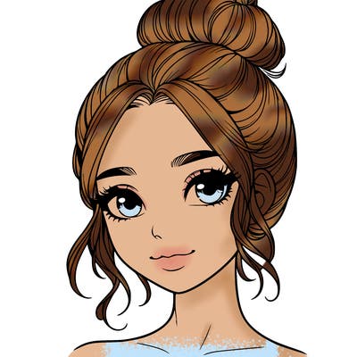 realistic pretty girl with hair in bun