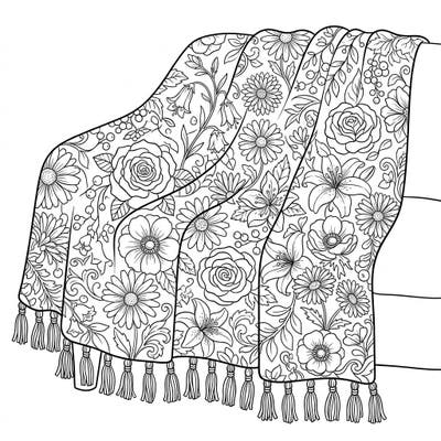 Wrap yourself in creativity with this detailed coloring page of a garden floral throw blanket. Discover an abundance of beautiful blooms, ready for your artistic touch.