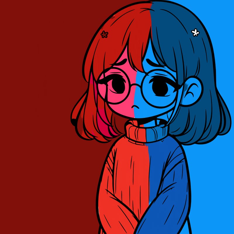 sad girl with glasses in a sweater