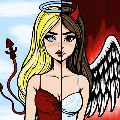 devil vs angel realistic girl