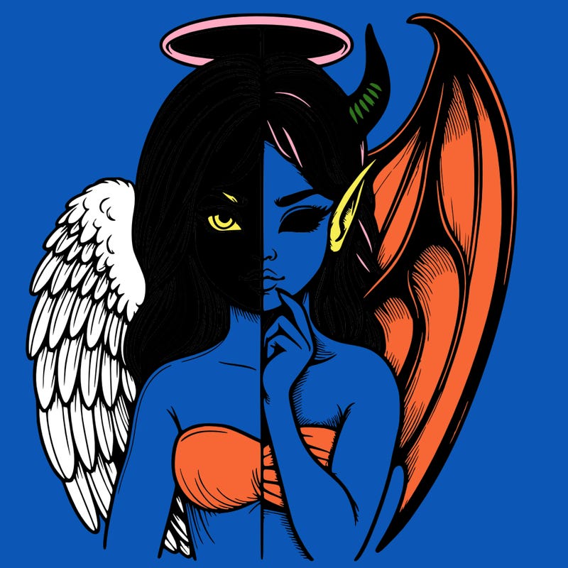 realistic angel half demon