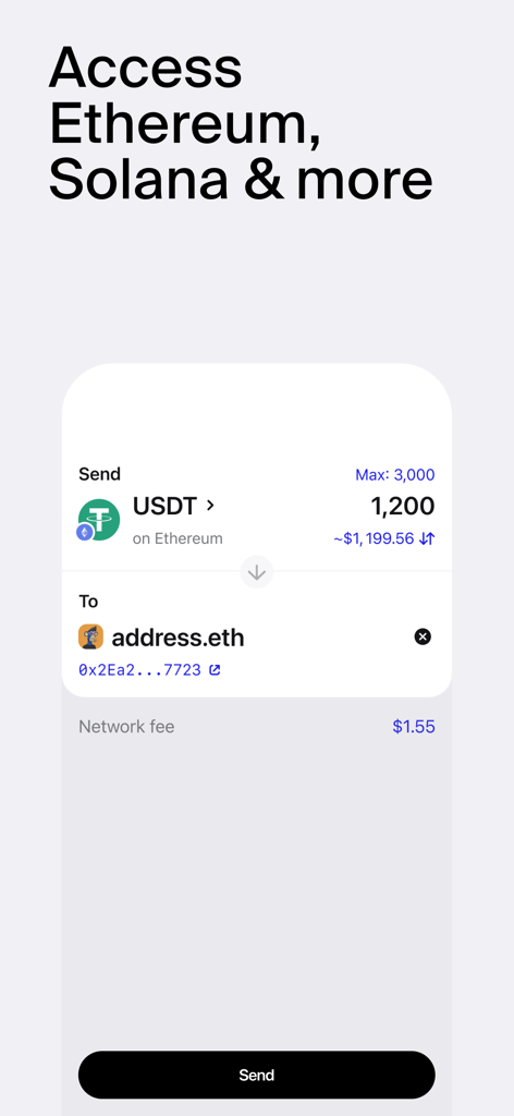 1inch: DeFi Crypto Wallet - 1inch wallet app interface for sending USDT on the Ethereum network