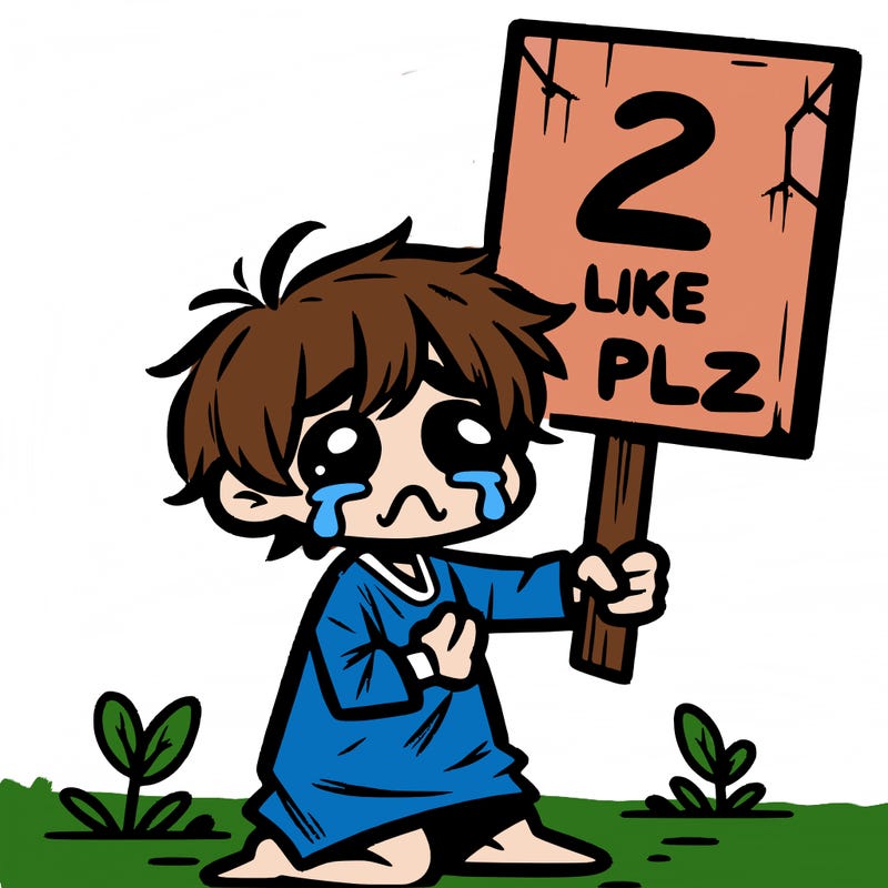 small poor toddler crying with sign that says 2 like plz