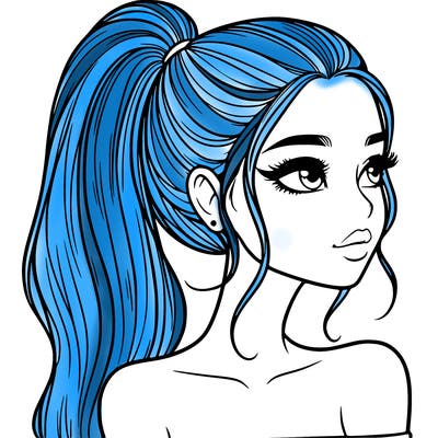 a beautiful and realistic girl with a high pony tail