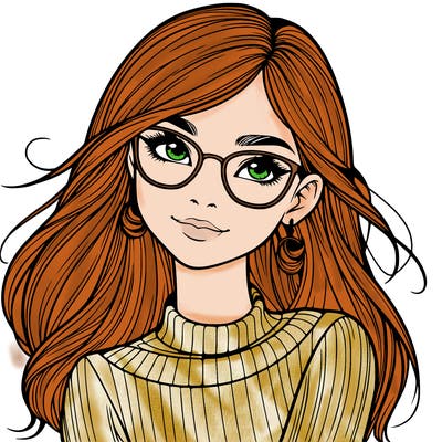 realistic girl with glasses