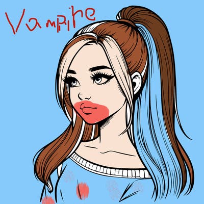 realistic girl with a high ponytail