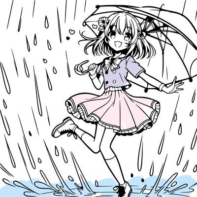anime girl dancing in rain