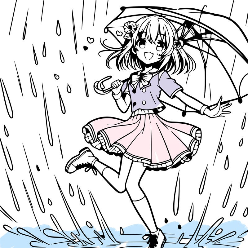 anime girl dancing in rain