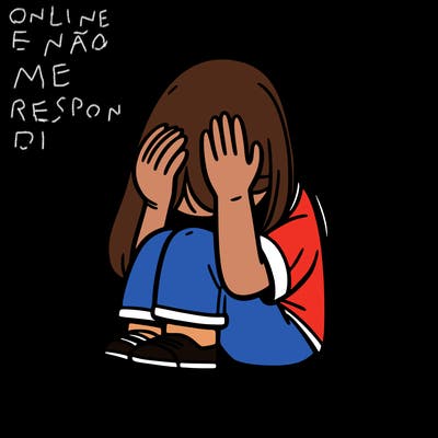 girl sitting down covering her head