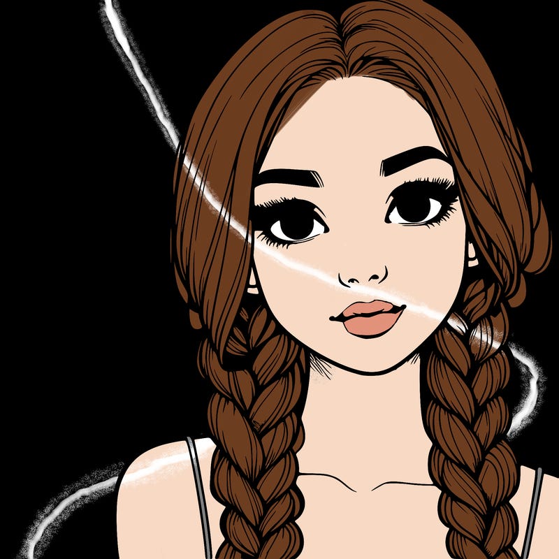 realistic girl with braids