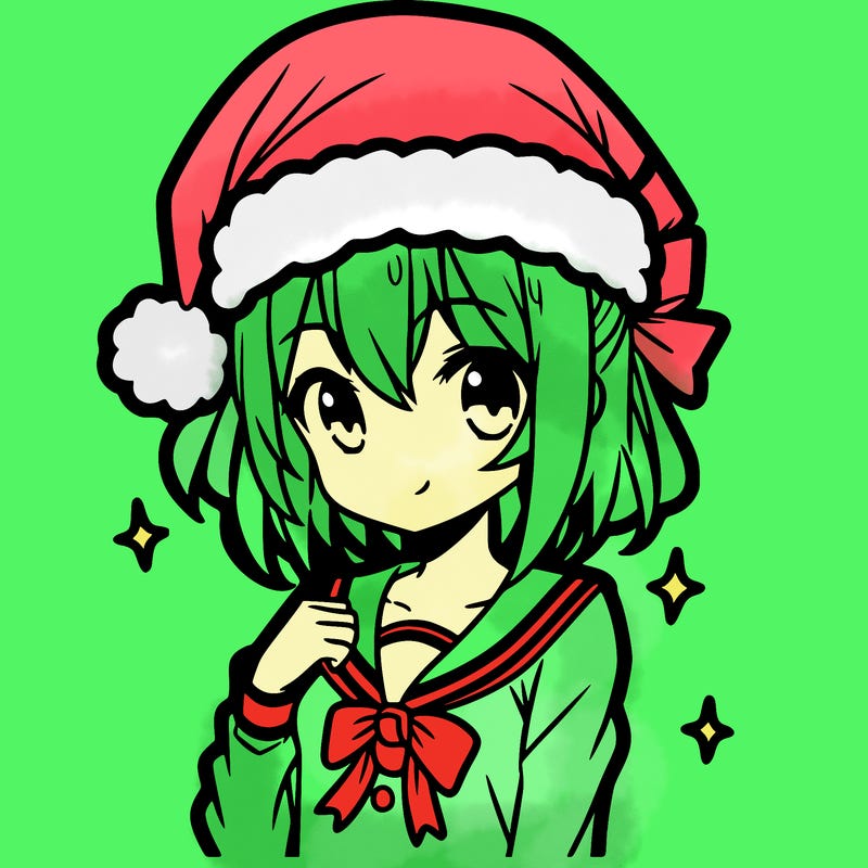 anime girl wearing a santa hat