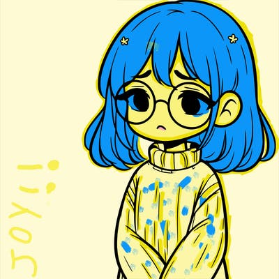 sad girl with glasses in a sweater