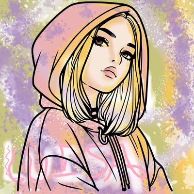 a realistic girl in a hoodie