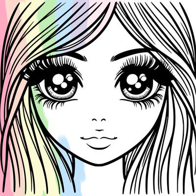 natural eyes with long lashes long hair normal lips