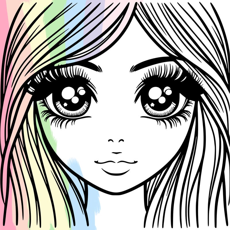 natural eyes with long lashes long hair normal lips