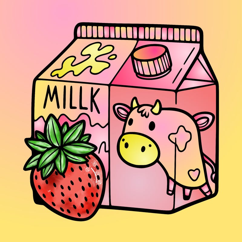 strawberry cow milk carton