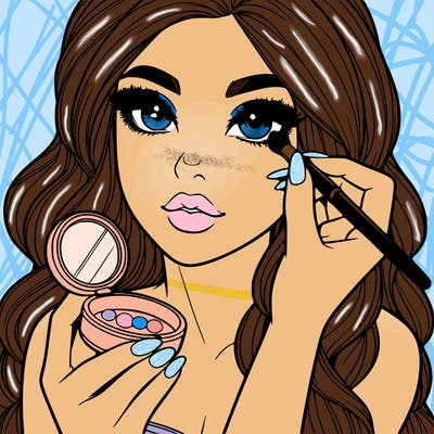realistic girl doing makeup