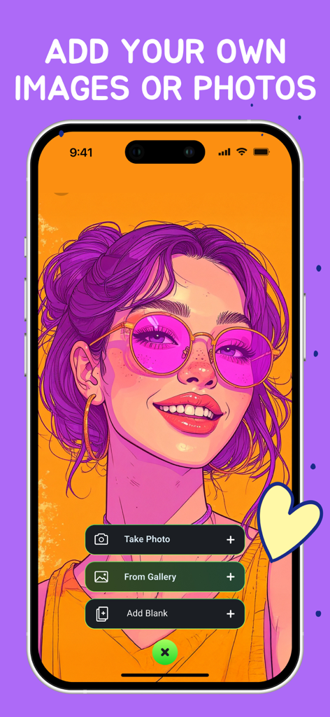 AmberPaint - Motion Brush - Interface of AmberPaint app with buttons to take a photo or import from gallery.