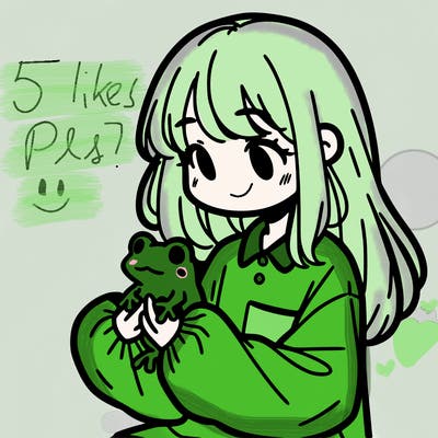 girl with long hair and a oversized shirt. and she is holding a frog