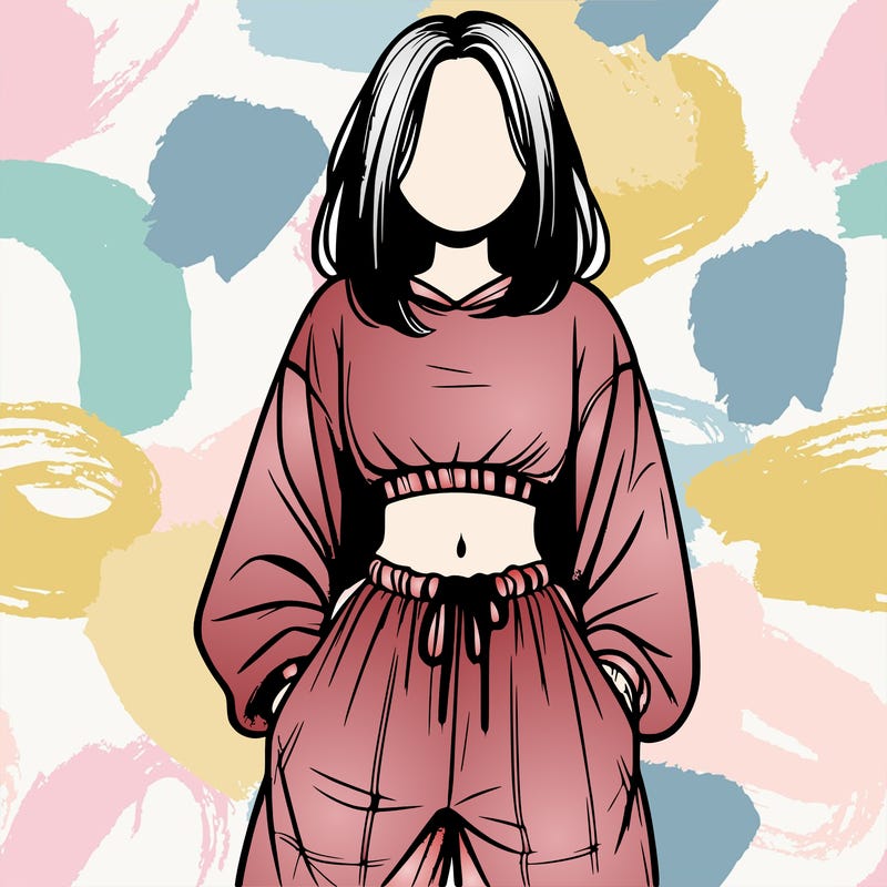 realistic girl faceless with baggy pants and a crop top