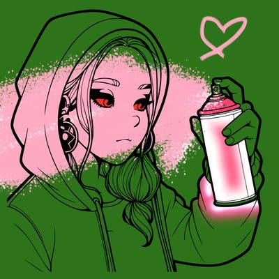 a realistic girl, spray painting