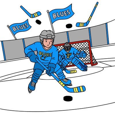 easy hockey coloring, blues