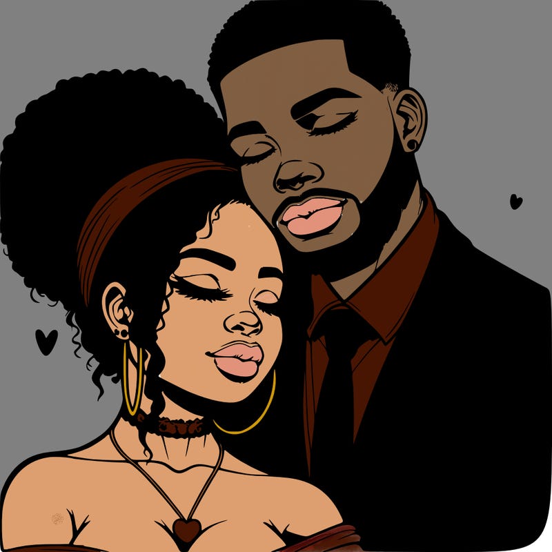 realistic love couple african-american