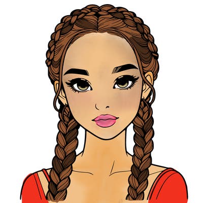 realistic girl with braids