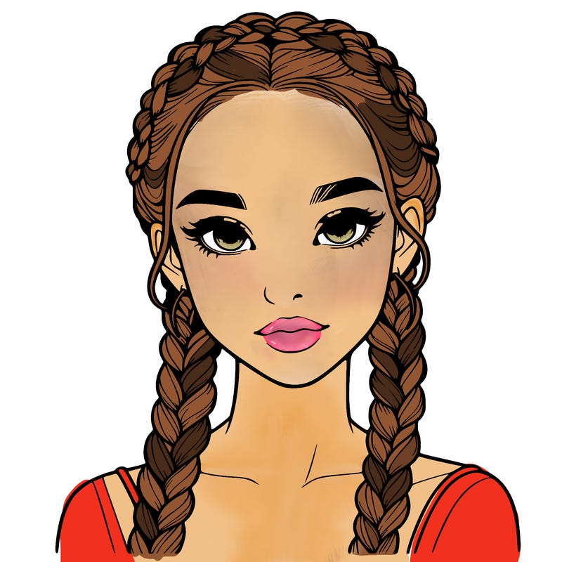realistic girl with braids
