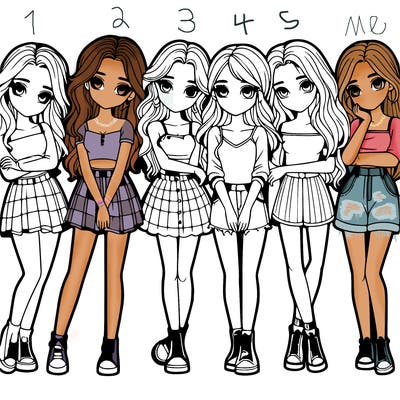 a group of girls realistic