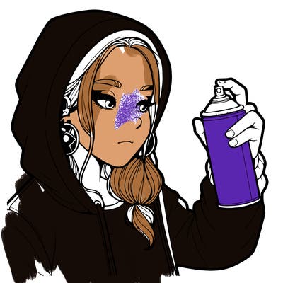 a realistic girl, spray painting