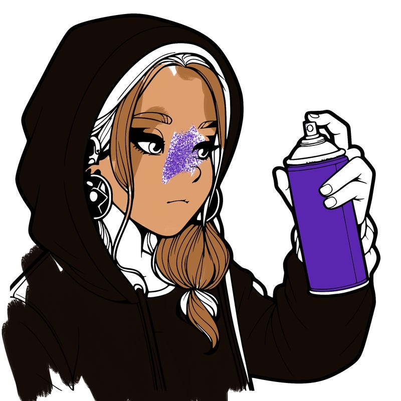 a realistic girl, spray painting