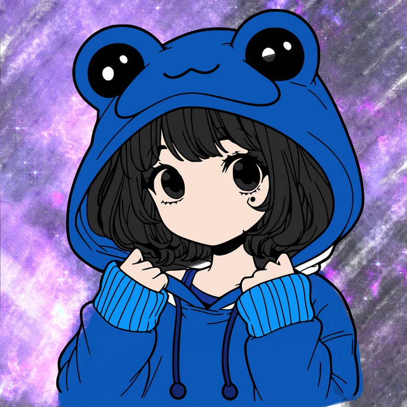 a cute teenage girl wearing a frog hoodie