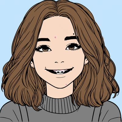 a girl with braces smiling with freckles realistic