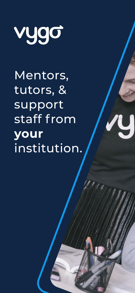 Vygo - Vygo app screen featuring mentors tutors and support staff from your institution