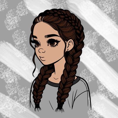 realistic girl with braids