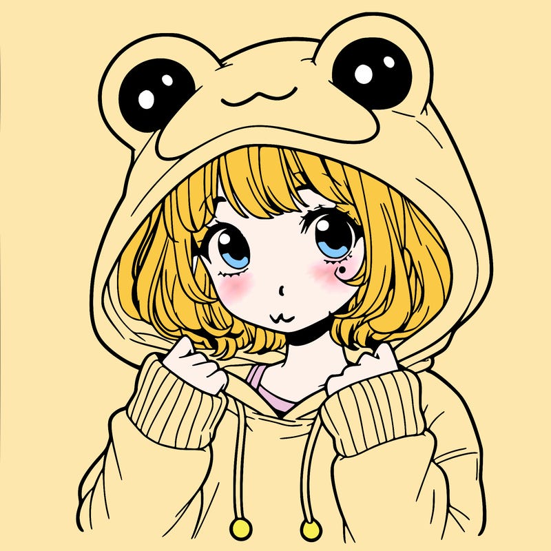 a cute teenage girl wearing a frog hoodie